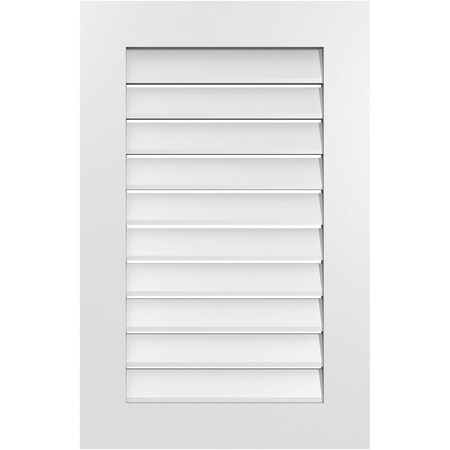 Ekena Millwork Vertical Surface Mount PVC Gable Vent: Functional, w/ 3-1/2"W x 1"P Standard Frame, 22"W x 34"H GVPVE22X3401SF